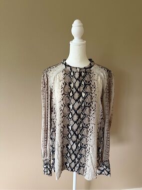 Joie Neutral Animal-Print Button-Down Blouse